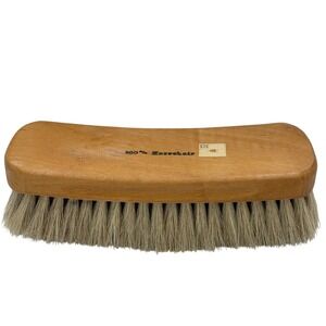 Vtg 100% Horsehair Shoe Boot Shine Soft Brush Wood Handle Leather Buffing 8" EUC